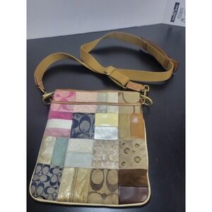 Coach Patchwork Crossbody‎ Bag Multicolor Leather Canvas Brass Hardware